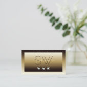 ラグジュアリーブラウンベージュスパーグラデーションクルダイヤモンドイニシャル 名刺 (スタンド正面)