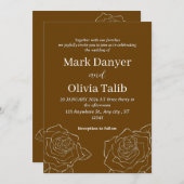 ラグジュアリーブラウン結婚式招待状 招待状 (正面/裏面)