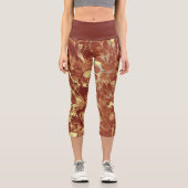 ラグジュアリーブラウン&金ゴールドコスモスカプリレギンス カプリレギンス (正面)