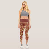 ラグジュアリーブラウン&金ゴールドコスモスカプリレギンス カプリレギンス (正面)