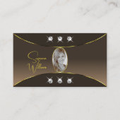 ラグジュアリーブラウン(金ゴールドデコールダイヤモンドと写真) 名刺 (正面)