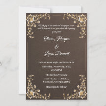 ラグジュアリーブラウン&金ゴールド結婚式招待状