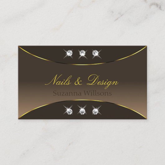 ラグジュアリーブラウン(金ゴールド華美ダイヤきらめく) 名刺 (正面)