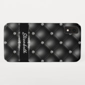 ラグジュアリーブラックきらきら光るスパークルダイヤモンド名前をカスタムする Case-Mate iPhoneケース (裏面(横))
