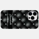 ラグジュアリーブラックきらきら光るスパークルダイヤモンド名前をカスタムする Case-Mate iPhoneケース (裏面 (横))