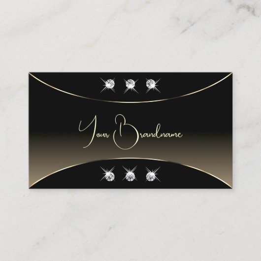 ラグジュアリーブラックとホワイトゴールドデコースパークルダイヤモンド 名刺 (正面)