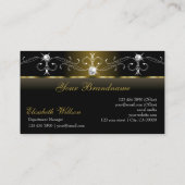 ラグジュアリーブラックと金ゴールドのロゴ付きスクイグルジュエリー 名刺 (裏面)