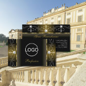 ラグジュアリーブラックと金ゴールドのロゴ付きスクイグルジュエリー 名刺