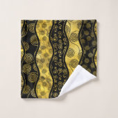 ラグジュアリーブラックと金ゴールドアフリカパターン バスタオルセット (ウォッシュタオル)