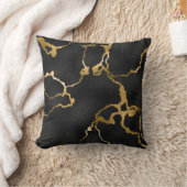 ラグジュアリーブラックと金ゴールドパターングラムデザイン クッション (ブランケット)