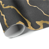 ラグジュアリーブラックと金ゴールドパターングラムデザイン ラッピングペーパー (ロールコーナー)