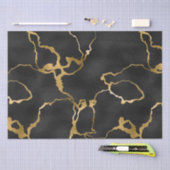 ラグジュアリーブラックと金ゴールドパターングラムデザイン 薄葉紙 (クラフト)