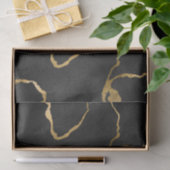 ラグジュアリーブラックと金ゴールドパターングラムデザイン 薄葉紙 (ギフト)