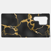 ラグジュアリーブラックと金ゴールドパターングラムデザイン SAMSUNG GALAXYケース (裏面横)