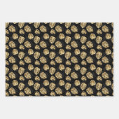 ラグジュアリーブラックと金ゴールドパター独占的ンギフト ラッピングペーパーシート (正面2)