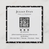 ラグジュアリーブラックと金ゴールドフラワーパターン スクエア名刺 (裏面)