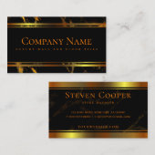 ラグジュアリーブラックと金ゴールドマーブルウォールとフロアタイル 名刺 (正面/裏面)