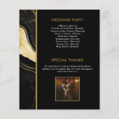 ラグジュアリーブラックと金ゴールドマーブルフォト結婚ズ (裏面)