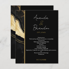 ラグジュアリーブラックと金ゴールドマーブルフォト結婚ズ