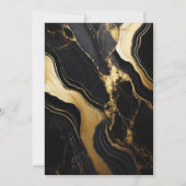 ラグジュアリーブラックと金ゴールドマーブルフォト結婚ズ セーブザデート (裏面)