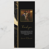 ラグジュアリーブラックと金ゴールドマーブルフォト結婚ズ メニュー (裏面)