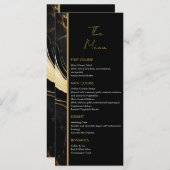 ラグジュアリーブラックと金ゴールドマーブルフォト結婚ズ メニュー (正面/裏面)