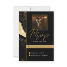 ラグジュアリーブラックと金ゴールドマーブルフォト結婚ズ