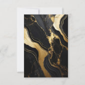 ラグジュアリーブラックと金ゴールドマーブルフォト結婚ズ 出欠カード (裏面)