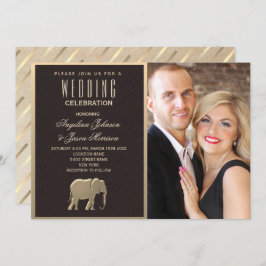 ラグジュアリーブラックと金ゴールド写真 招待状