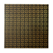 ラグジュアリーブラックと金ゴールド幾何学的タイル タイル (正面)