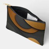 ラグジュアリーブラックと金ゴールド幾何学的抽象デザイン アクセサリーポーチ (見開き)