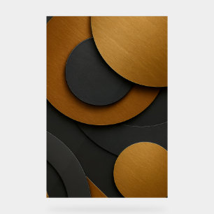 ラグジュアリーブラックと金ゴールド幾何学的抽象デザイン アクリルサイン