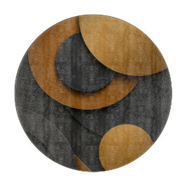 ラグジュアリーブラックと金ゴールド幾何学的抽象デザイン カッティングボード