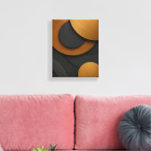 ラグジュアリーブラックと金ゴールド幾何学的抽象デザイン キャンバスプリント (インサイチュ (リビング))