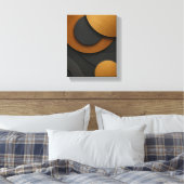 ラグジュアリーブラックと金ゴールド幾何学的抽象デザイン キャンバスプリント (インサイチュ (寝室))