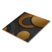 ラグジュアリーブラックと金ゴールド幾何学的抽象デザイン タイル (側面)