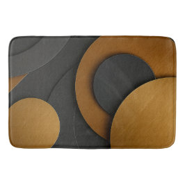 ラグジュアリーブラックと金ゴールド幾何学的抽象デザイン バスマット