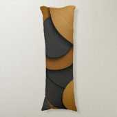 ラグジュアリーブラックと金ゴールド幾何学的抽象デザイン ボディピロー (正面縦)