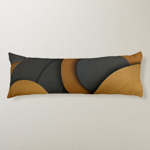 ラグジュアリーブラックと金ゴールド幾何学的抽象デザイン ボディピロー