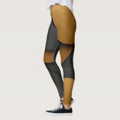 ラグジュアリーブラックと金ゴールド幾何学的抽象デザイン レギンス (左)
