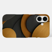 ラグジュアリーブラックと金ゴールド幾何学的抽象デザイン Case-Mate iPhoneケース (裏面 (横))