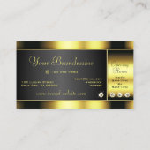 ラグジュアリーブラックと金ゴールド発光フェイクラインストーン 名刺 (裏面)