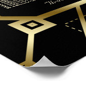 ラグジュアリーブラックと金ゴールド素晴らしシーティングチャート ポスター (角)