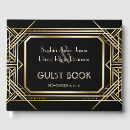 ラグジュアリーブラックと金ゴールド素晴らし結婚ズ ゲストブック