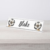 ラグジュアリーブラックアイボリーフローラ名 デスクネームプレート (正面)