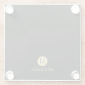 ラグジュアリーブラックアンド金ゴールドモパーソナライズされたノグラム ガラスコースター (裏面)