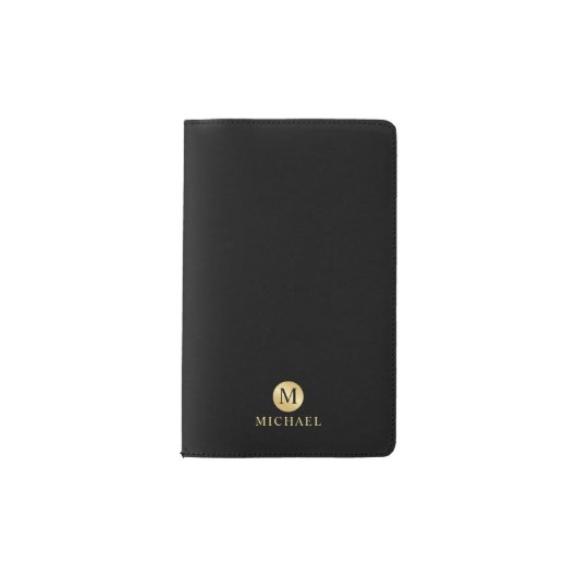 ラグジュアリーブラックアンド金ゴールドモパーソナライズされたノグラム ポケットMoleskineノートブック (正面)