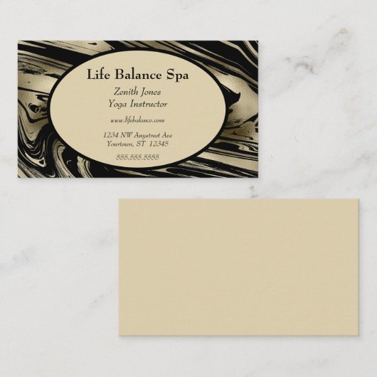 ラグジュアリーブラックアンド金ゴールド大理石スパヨガ美しい 名刺 (正面/裏面)