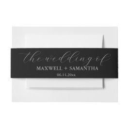 ラグジュアリーブラックエレガントな結婚式 招待状ベリーバンド