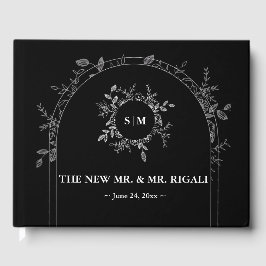 ラグジュアリーブラックエレガントウェディングゲストブック ゲストブック